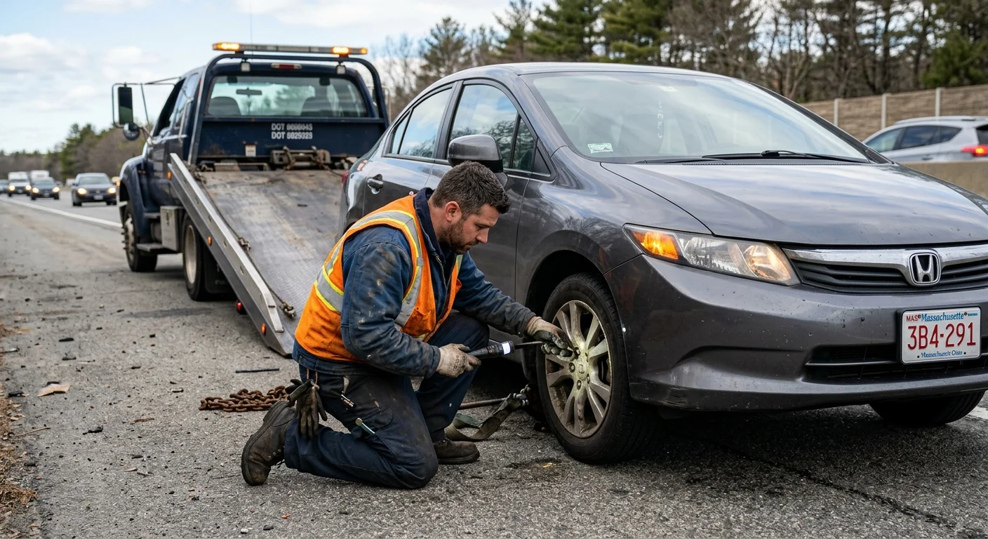 Independent tow operator assessing a sedan that will not shift into neutral